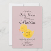 ラバーダック水色赤面ベビーシャワー 招待状 (正面)