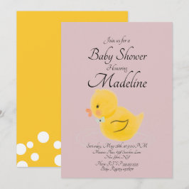 ラバーダック水色赤面ベビーシャワー 招待状