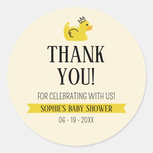 ラバーダック男女兼用カップル赤ちゃんシャワー ラウンドシール (正面)