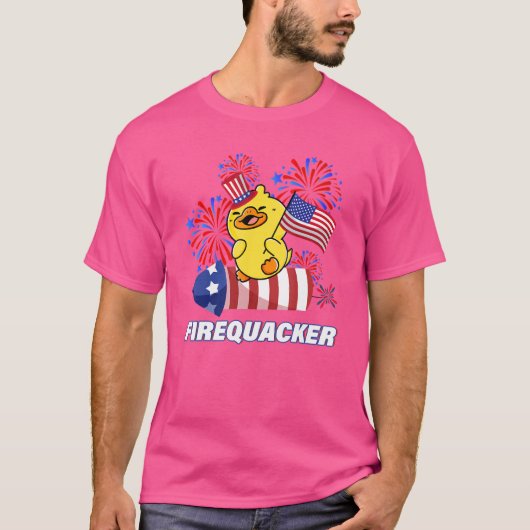 ラバーダック米国愛国的な婚約者7月4日 Tシャツ (正面)