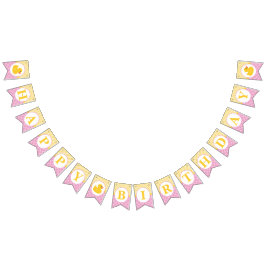 ラバーダック誕生日バナー | ピンクとイエローアヒル バンティングフラッグ