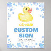 ラバーダック誕生日パーティーテーブルサイン ポスター (正面)