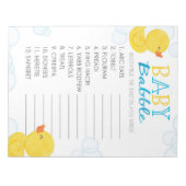 ラバーダック語のスクランブル解除ベビーシャワーゲームパック ノートパッド (正面)