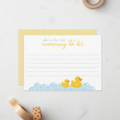 ラバーダック赤ちゃんシャワーアドバイスカード | ママとビー ノートカード (正面/裏面インサイチュ)