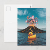 ラバーダック超現実火山ピンクの花 ポストカード (正面/裏面)