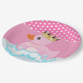 ラバーダック（ピンク）バースデーパーティー紙プレート ペーパープレート (アングル)