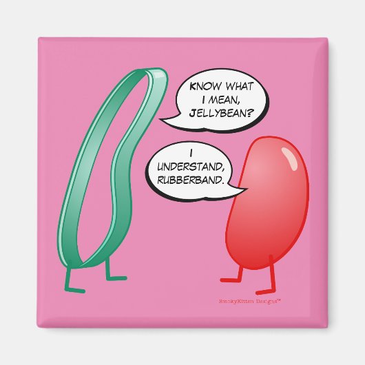 ラバーバンドとゼリービーンおもしろいのかわいい子どもたちが押韻 マグネット (正面)