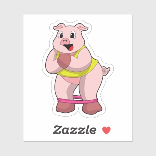 ラバーバンドとフィットネスで豚 シール (シート)