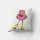 ラバーブーツで雨が降るフラミンゴ クッション (裏面)