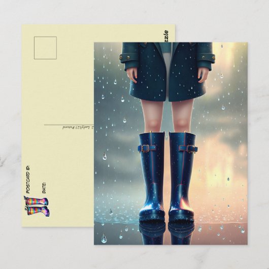 ラバーレインブーツ、ポストクロッシング ポストカード (正面/裏面)