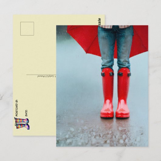 ラバーレインブーツ、ポストクロッシング ポストカード (正面/裏面)