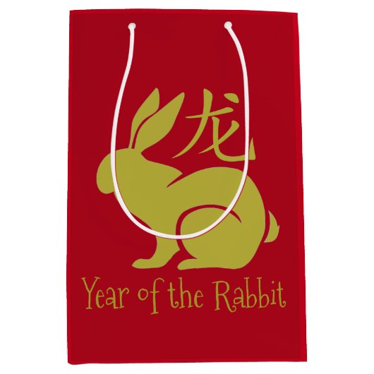 ラバ中国のスの新年抱き枕 ミディアムペーパーバッグ (正面)