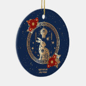 ラバ中国のス2023年の新年ブルー金ゴールドフローラ セラミックオーナメント (右)