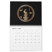 ラバ中国のス2023年新年ブラック金ゴールドフローラ カレンダー (2月 2026)