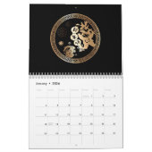 ラバ中国のス2023年新年ブラック金ゴールドフローラ カレンダー (1月 2026)