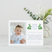 ラバ名門私立校風のスボーイ《キリスト教》洗礼式や命名式1st誕生日パーティー サンキューカード (スタンド正面)