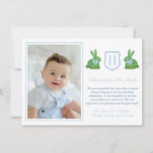 ラバ名門私立校風のスボーイ《キリスト教》洗礼式や命名式1st誕生日パーティー サンキューカード (正面)