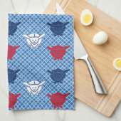 ラバ日本のスプリント、青と赤と白 キッチンタオル (四つ折り)