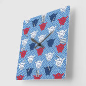 ラバ日本のスプリント、青と赤と白 スクエア壁時計 (傾斜)