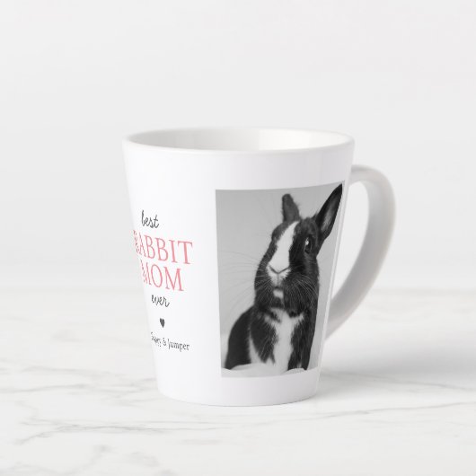 ラバ最高のスママ今までピンクの文字とコラージュ カフェラテマグ (右アングル)