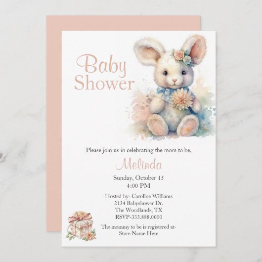 ラバ詰まったス男女兼用ベイビーシャワー 招待状 (正面/裏面)