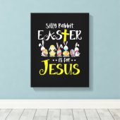 ラバ間抜けスイースターはイエズスバニー顔マスクQ キャンバスプリント (インサイチュ (ウッドフロア))