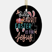 ラバ間抜けス・イースターはイエス・キリスト教の卵Hunのためにある セラミックオーナメント (右)