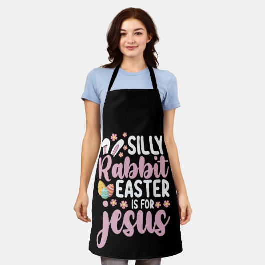 ラバ間抜けス・イースターはイエス・クリスチャンのために エプロン (着用した状態)