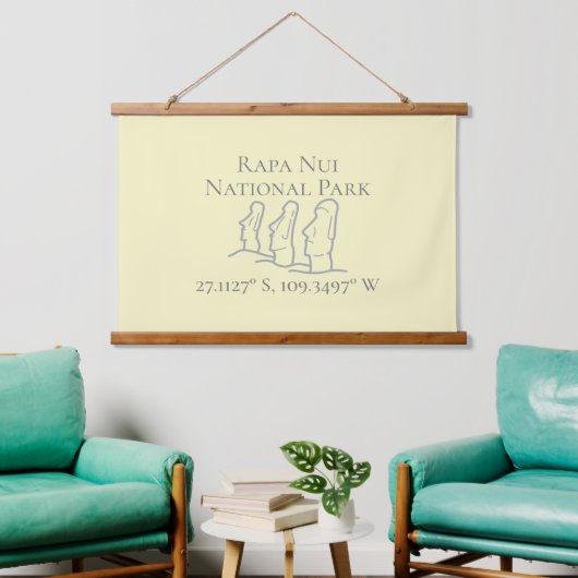 ラパヌイ緯度&経度 吊り下げ型タペストリー (リビング)