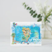 ラパルマ図解入りの、写真付きのトラベルマップと道路 ポストカード (スタンド正面)