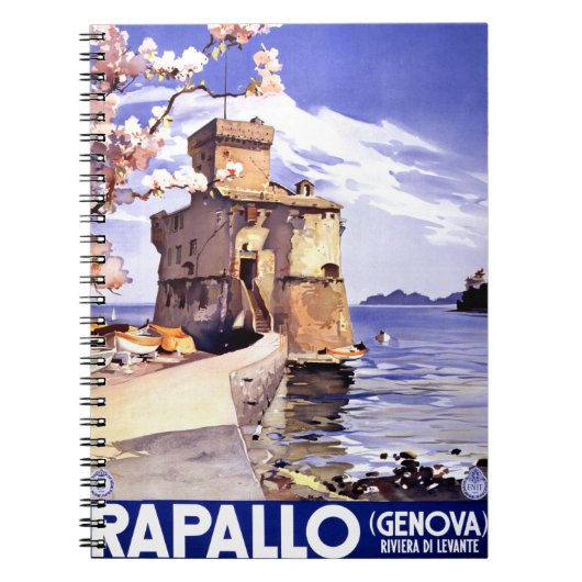 ラパロジェノバイタリアヴィンテージ旅行ポスター ノートブック (正面)