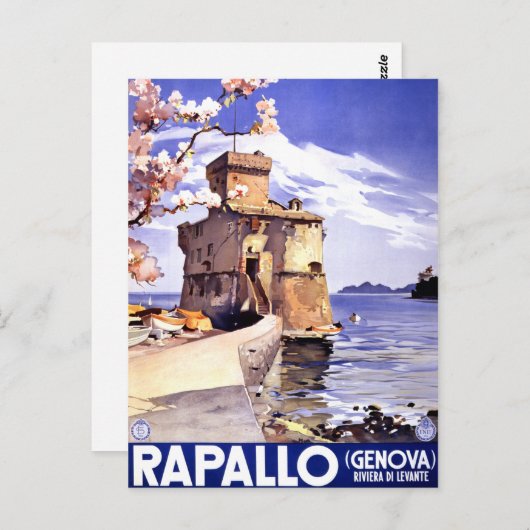 ラパロジェノバイタリアヴィンテージ旅行ポスター ポストカード (正面/裏面)