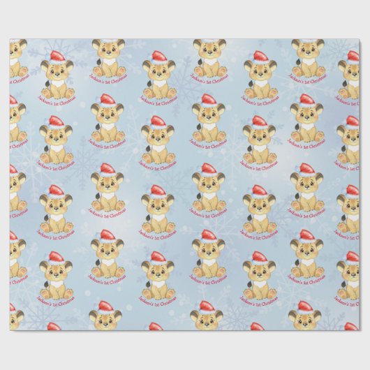 ラパーソナライズされたイオン第1クリスマス男の赤ちゃんブルー  ラッピングペーパー (フラット)