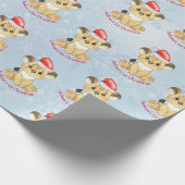 ラパーソナライズされたイオン第1クリスマス男の赤ちゃんブルー  ラッピングペーパー (角)