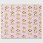 ラパーソナライズされたイオン1回目のクリスマスガールピンク ラッピングペーパー (フラット)