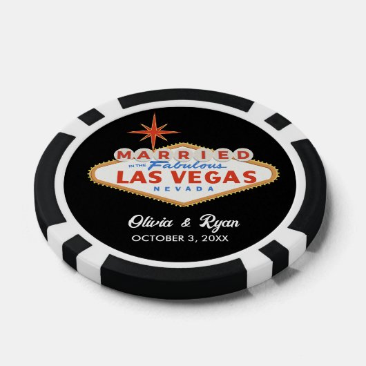ラパーソナライズされたス結婚したベガス結婚式の引き出物 ポーカーチップ (シングル)