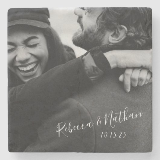 ラパーソナライズされたブカップ結婚ルのデート   ストーンコースター (正面)