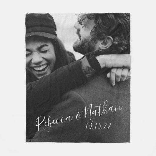 ラパーソナライズされたブカップ結婚ルのデート フリースブランケット (正面)