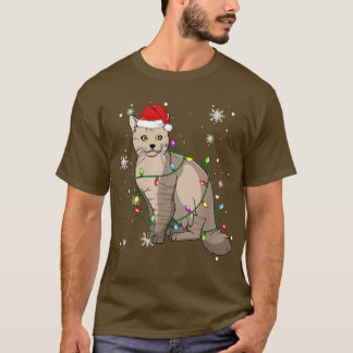 ラパームキャットクリスマスライトクリスマスキャットサンタハ Tシャツ
