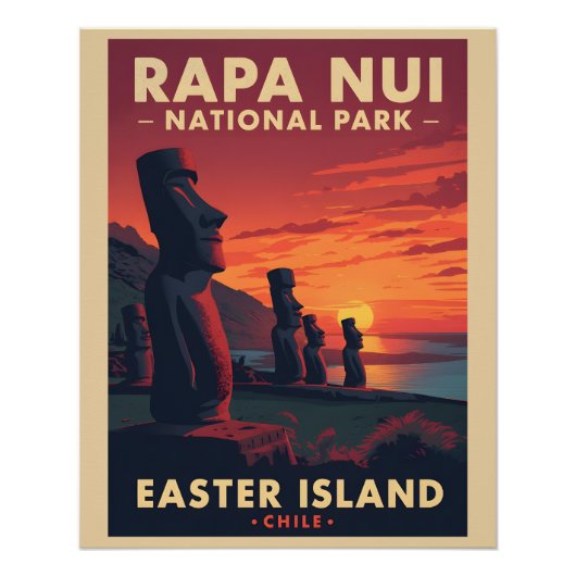 ラパ・ヌイ国立公園 - チリ - イースター島 ポスター (正面)