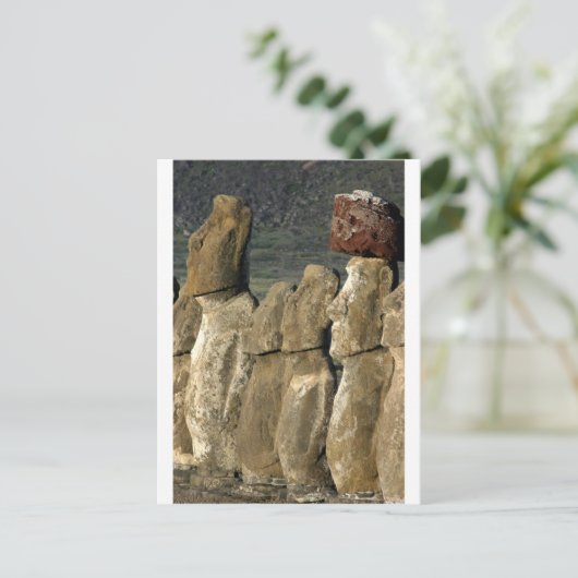 ラパ・ヌイ(イースター島)にあるモアイ像 ポストカード (スタンド正面)