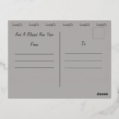 ラビシュオンホワイトクリスマスフロステッドバラ編集可能 箔シーズンポストカード (裏面)