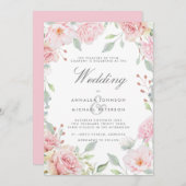 ラビッシュピンクローゼフレーム結婚式招待状 招待状 (正面/裏面)