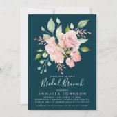 ラビッシュピンク&ティール（緑がかった色）バラブライダルブランチ 招待状 (正面)