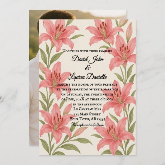 ラビッシュリリーフォト結婚式招待状 招待状 (正面/裏面)