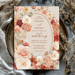 ラビッシュ水の色テラコッタ赤面セージフローラ 招待状