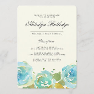 ラビッシュ花模様卒業パーティー招待状 招待状