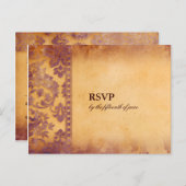 ラビッシュ薄紫グランジダマスクウェディングRSVPポストカード インビテーションポストカード (正面/裏面)