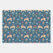 ラビッツワイルドフラワースススカンジナビアフォーク ラッピングペーパーシート (正面2)