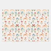 ラビッツワイルドフラワースススカンジナビアフォーク ラッピングペーパーシート (正面)